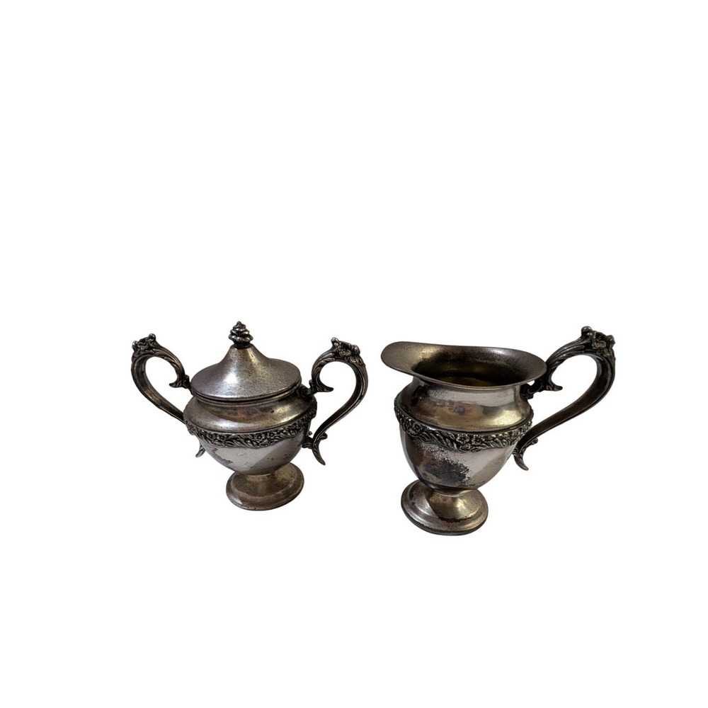 King Edward Silverplate Cream and Sugar Set National Silver Co 7002 Vintage